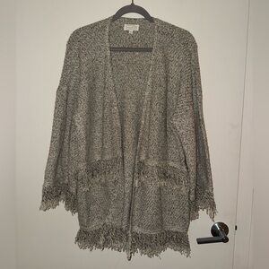 Mudpie, gray frilly cardigan
